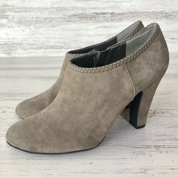 Tahari Shoes - TAHARI Taupe Suede Rosalee Braid Ankle Booties 8